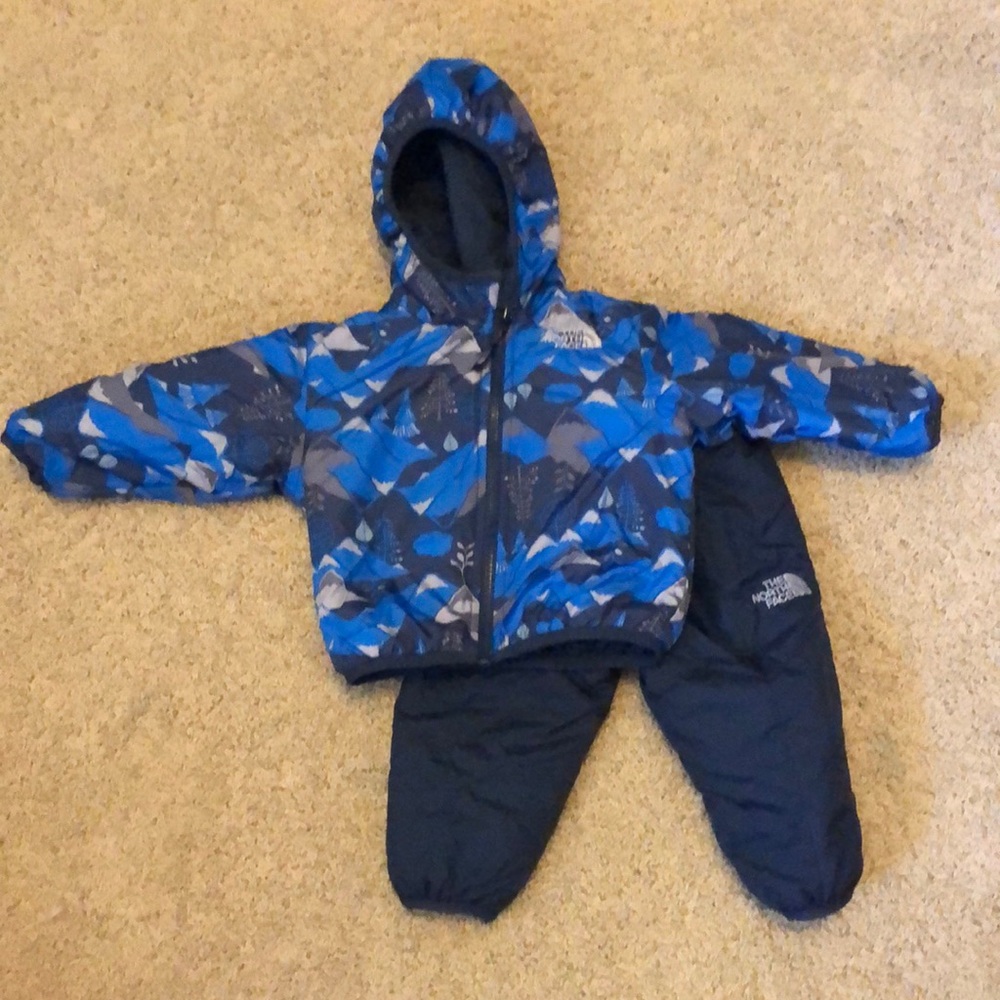 Reversible puffy jacket and pants set